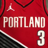 Trail Blazers McCOLLUM #３Jordan Red Top Quality Hot Pressing NBA 1:1 Quality