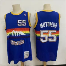 NBA Nuggets # 55 Mutombo snow mountain blue top Mesh Jersey 1:1 Quality