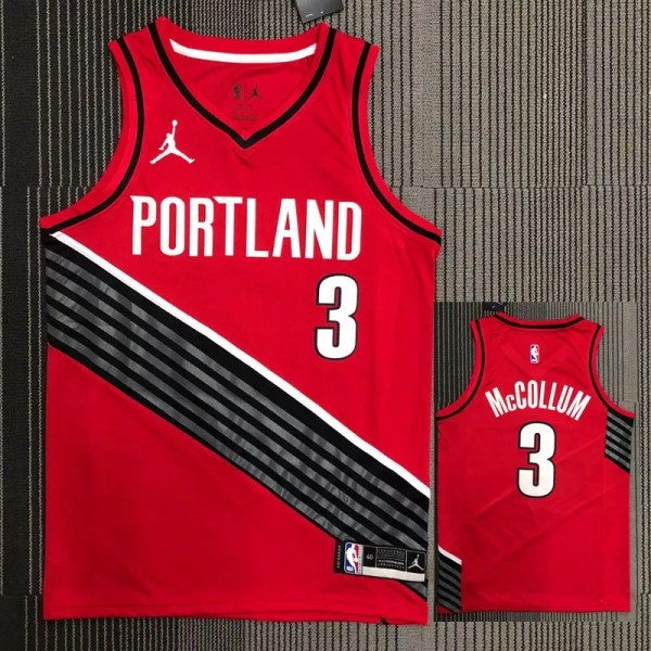Trail Blazers McCOLLUM #３Jordan Red Top Quality Hot Pressing NBA 1:1 Quality