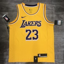 NBA Laker crew neck retro Yellow No. 23 James with chip 1:1 Quality