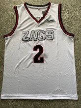 NCAA University of Gonzaga #2 white university Jersey 1:1 Quality