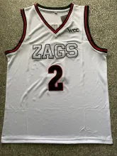 NCAA University of Gonzaga #2 white university Jersey 1:1 Quality