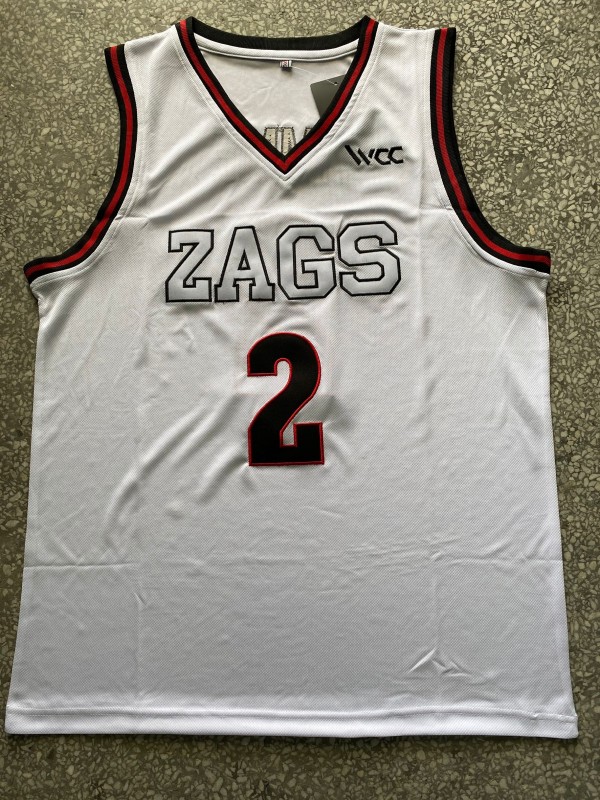 NCAA University of Gonzaga #2 white university Jersey 1:1 Quality