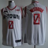 NBA New season rockets (new fabric printing) No.0 Westbrook White City Edition 1:1 Quality