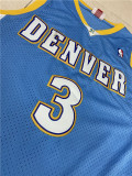 NBA Nuggets # 3 Lverson Retro moon blue top Mesh Jersey 1:1 Quality