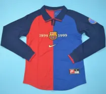 1999-2000 Barcelona Home Long Sleeve 1:1 Retro Soccer Jersey