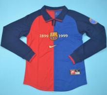 1999-2000 Barcelona Home Long Sleeve 1:1 Retro Soccer Jersey