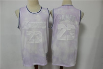 NBA L.A. 23 light purple split print limited edition Jersey 1:1 Quality