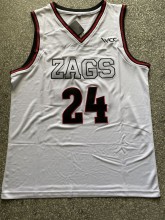 NCAA University of Gonzaga #24 white university Jersey 1:1 Quality