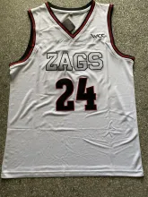 NCAA University of Gonzaga #24 white university Jersey 1:1 Quality