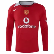 2004-2006 Manchester United Home Long Sleeve 1:1 Retro Soccer Jersey