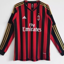 2013-2014 AC Milan Home Long Sleeve 1:1 Retro Soccer Jersey