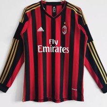 2013-2014 AC Milan Home Long Sleeve 1:1 Retro Soccer Jersey