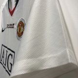 2008-2009 Manchester United Away White Champions League 1:1 Quality Retro Soccer Jersey