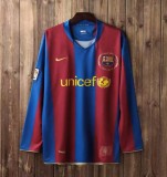 2007-2008 Barcelona Home Long sleeve 1:1 Retro Soccer Jersey