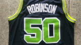 NBA Spurs #50 Admiral David Robinson high school Vintage Mesh Jersey dark blue 1:1 Quality
