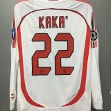 2006/2007 AC Milan Away White Long Sleeve 1:1 Quality Retro Soccer Jersey