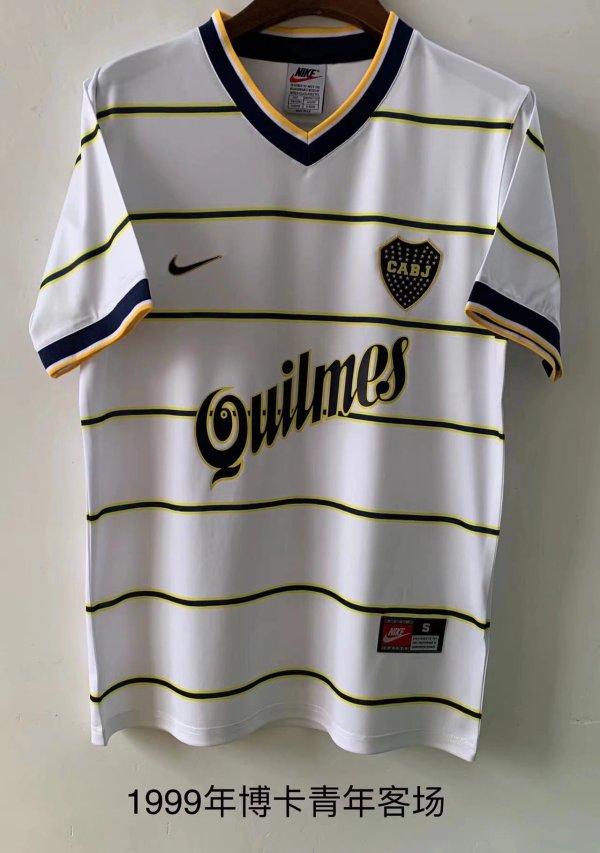 1999 Boca White Fans Retro Soccer Jersey