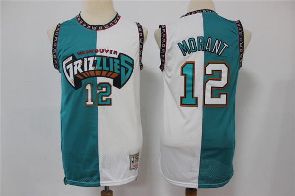 NBA Grizzlies No.12 two color retro Jersey Morant 1:1 Quality