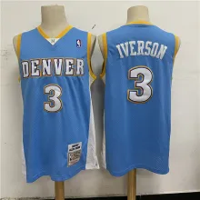 NBA Nuggets # 3 Lverson Retro moon blue top Mesh Jersey 1:1 Quality