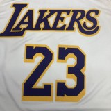 NBA Laker crew neck retro white No. 23 LeBron James with chip 1:1 Quality
