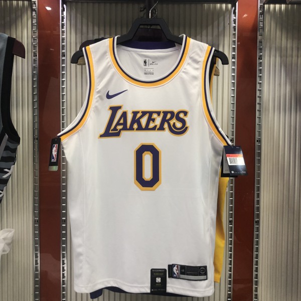 NBA Laker crew neck retro white No. 0 Kuzma with chip 1:1 Quality