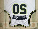NBA Spurs #50 Admiral David Robinson high school Vintage best Mesh Jersey white 1:1 Quality