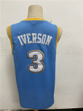NBA Nuggets # 3 Lverson Retro moon blue top Mesh Jersey 1:1 Quality