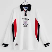 1998 England Home Long sleeve 1:1 Quality Retro Soccer Jersey