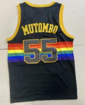 NBA Nuggets # 55 mutombo Snow mountain black top Mesh Jersey 1:1 Quality
