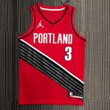 Trail Blazers McCOLLUM #３Jordan Red Top Quality Hot Pressing NBA 1:1 Quality