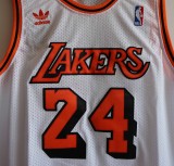 NBA Lakers #24 Kobe up white and down orange Vintage mesh 1:1 Quality