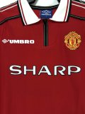 1998 Manchester United Home Long sleeve 1:1 Quality Retro Soccer Jersey