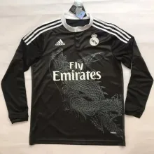 2014-2015 Retro Real Madrid Away Black Long Sleeve 1:1 Quality Soccer Jersey