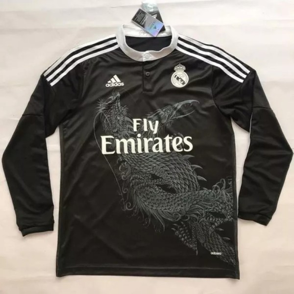2014-2015 Retro Real Madrid Away Black Long Sleeve 1:1 Quality Soccer Jersey