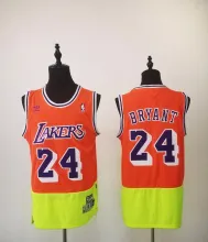 NBA Lakers 24 retro stitching orange green 1:1 Quality