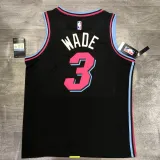 NBA Heat crew crew black No.3 Wade with chip 1:1 Quality
