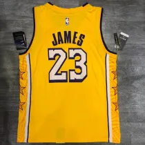 NBA Laker's Retro yellow V-lead Sucheng city version 23 James with chip 1:1 Quality