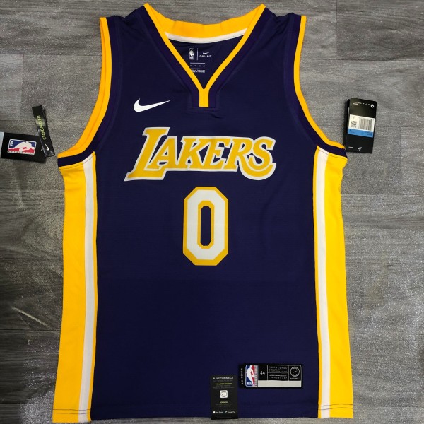 NBA Laker retro purple V-neck No. 0 kuznik young with chip 1:1 Quality