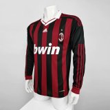 2009/2010 AC Milan Home Long Sleeve 1:1 Quality Retro Soccer Jersey