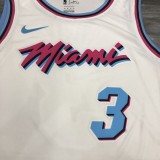 NBA Heat crew crew neck white No. 3 Wade with chip 1:1 Quality