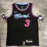 NBA Heat crew crew black No.3 Wade with chip 1:1 Quality