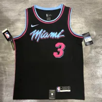 NBA Heat crew crew black No.3 Wade with chip 1:1 Quality