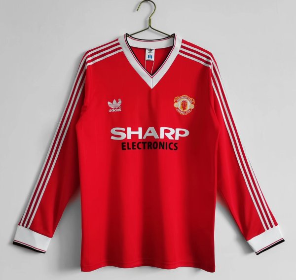1983 Manchester United Home Long Sleeve 1:1 Quality Retro Soccer Jersey