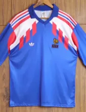 88/90 France Home  Long Sleeve 1:1 Retro Soccer Jersey
