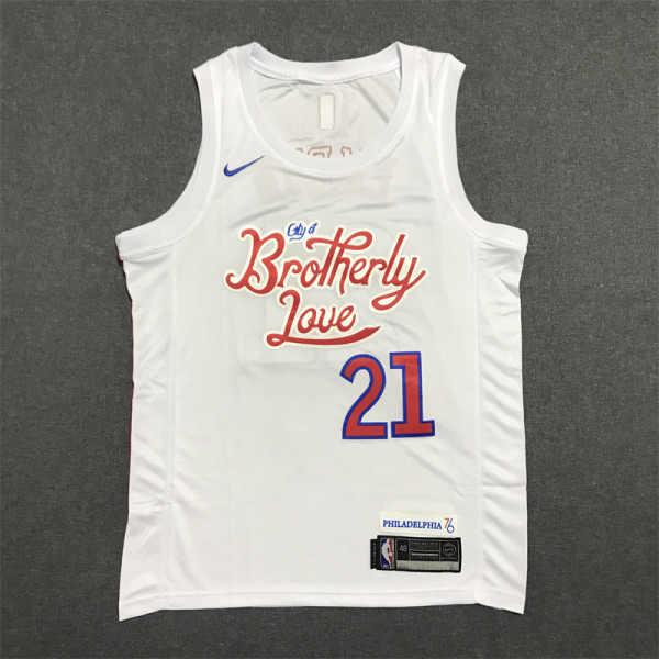 23 NBA 76ers Embiid #21 White City Edition 1:1 Quality NBA Jersey