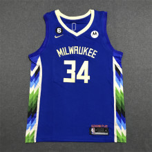 22/23 Bucks Antetokounmpo #34 Blue City Edition 1:1 Quality NBA Jersey