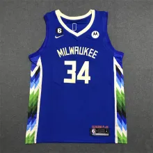 22/23 Bucks Antetokounmpo #34 Blue City Edition 1:1 Quality NBA Jersey