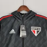 2022 Sao Paulo Black Windbreaker（白色阿迪红白三边）