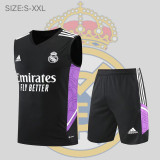 22/23 Real Madrid Vest Training Suit Kit Black 1:1 Quality Training Jersey
